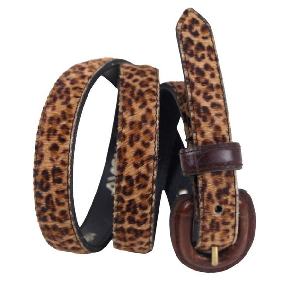Avignon PONY HAIR LEOPARD PRINT REAL LEATHER 3/4"Wd DRESS CASUAL BELT Sz L (*35 - Picture 5 of 12